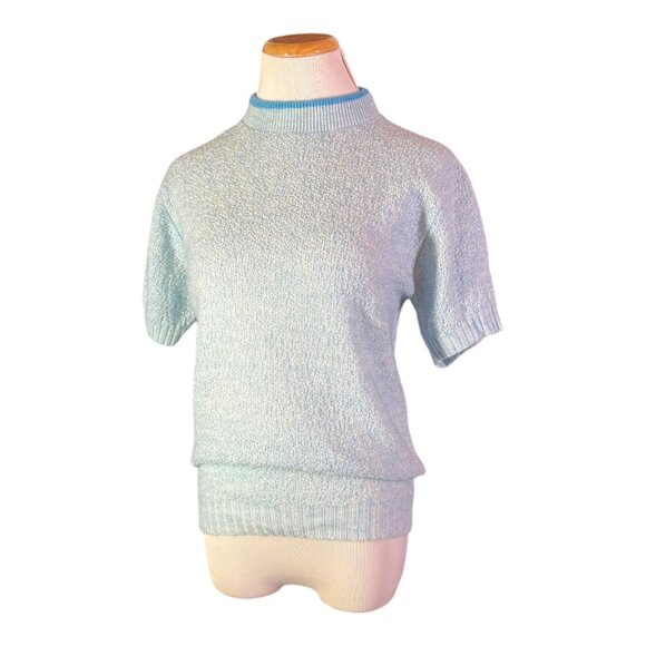 Vintage Rinardo Size S Blue Short Sleeve Sweater Zefkrome - Picture 2 of 9